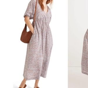 NWT Madewell Marianna Dream-On Daisies Puff Sleeve Midi Dress in Pale Dawn XL